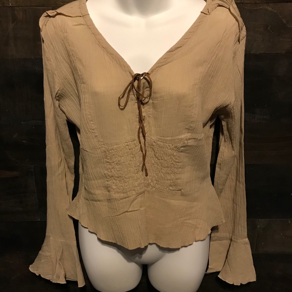 NWOT Vintage 80’s Boho Flare Sleeve Top Size Med